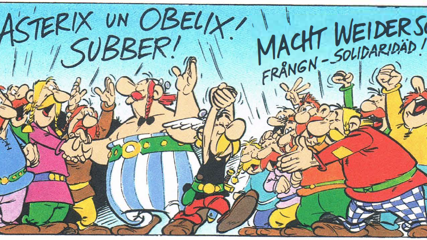 Asterix und Obelix in einer Zeichnung zur fränkischen Solidarität